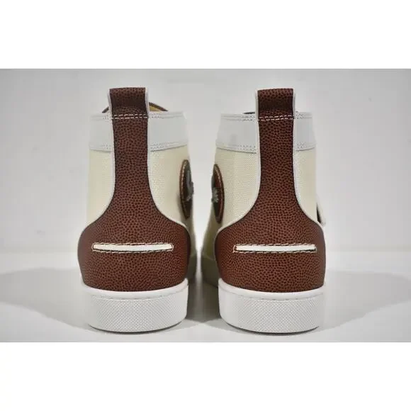 Christian Louboutin Mens Louis SB22 Flat White Brown Bowl High Top Sneaker 42 9